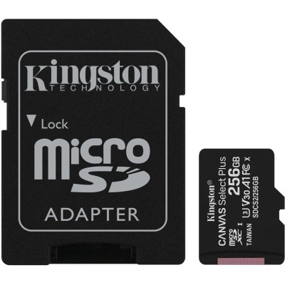 Cartão Memória Kingston Canvas Select Plus C10 A1 UHS-I microSDXC 256GB + Adaptador SD
